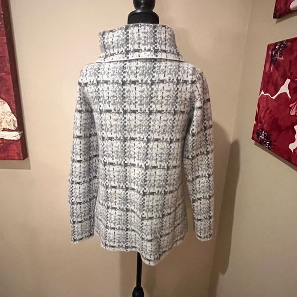 Christian Siriano New York Plaid Wool Blend Cowl Neck Sweater Coat, size Small - Picture 3 of 6